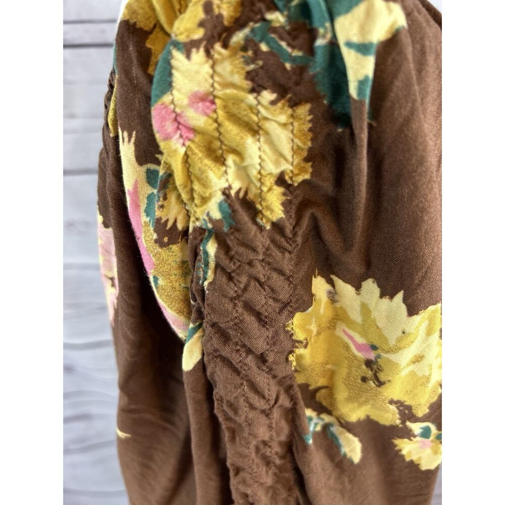 Free People Dusk Till Dawn Crop Top Womens Small Floral Long Sleeve Sweetheart - Picture 4 of 8